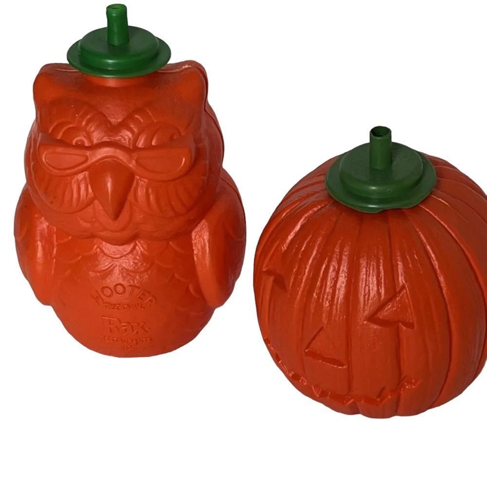Vintage Rax restaurant child orange drinking cups BUNDLE of 2